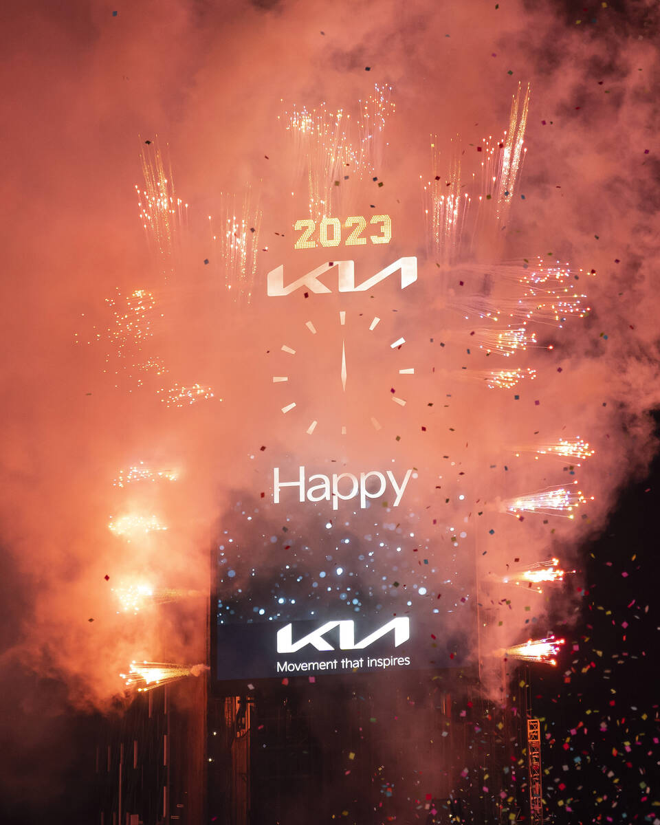 Fireworks are set off at midnight during the Times Square New Year's Eve celebration, Sunday, J ...