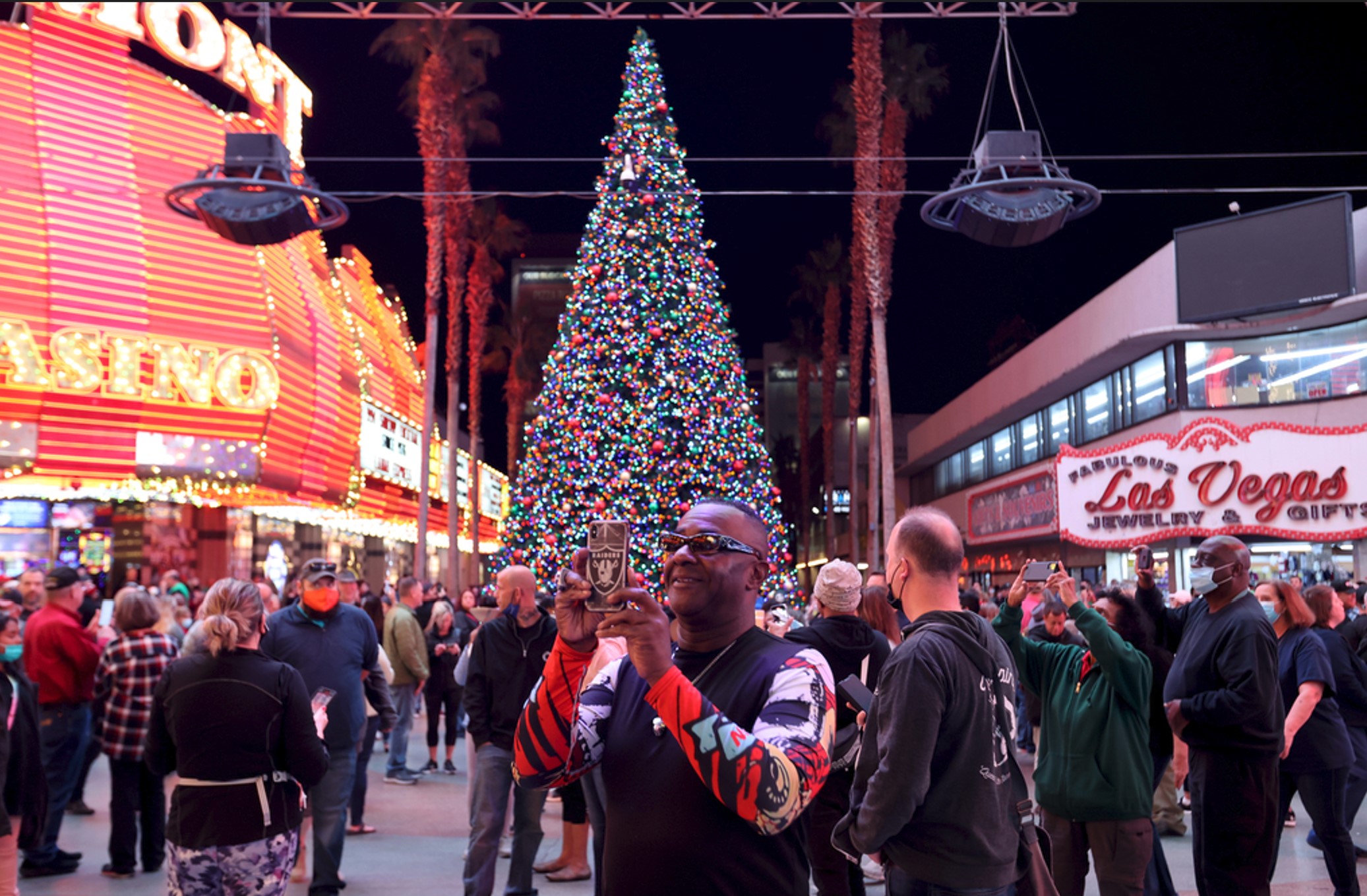 Christmas tree lighting celebrates holidays at Fremont Street