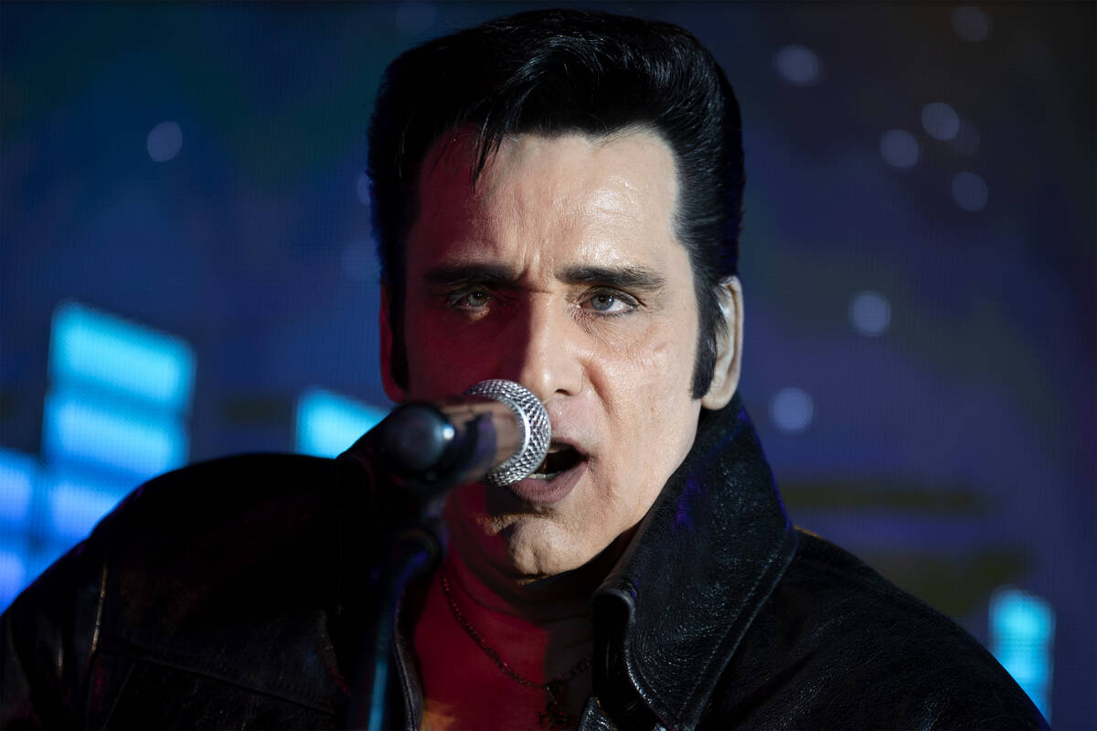 Vegas Elvis Tribute Artist Steve Connolly performs during his "Spirit Of The King" sh ...