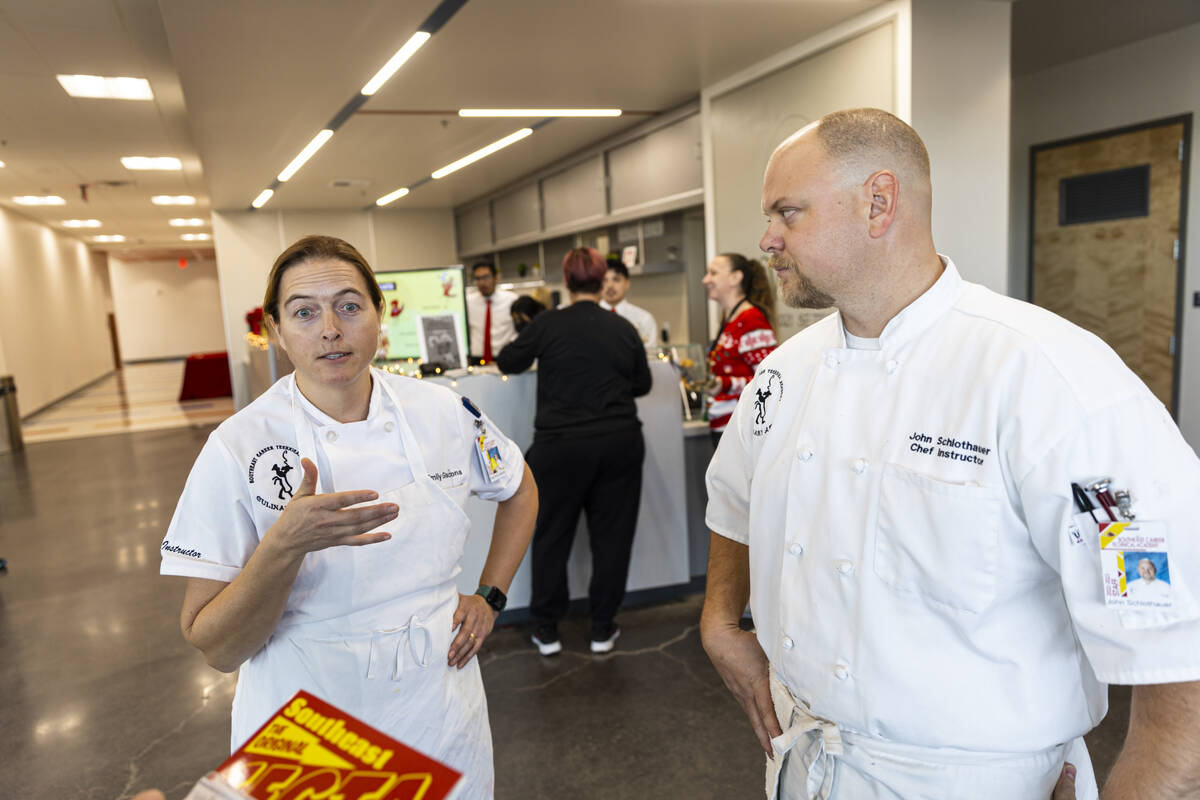 Southeast Career Technical Academy chef instructors Emily Giacona, left, and John Schlothauer o ...