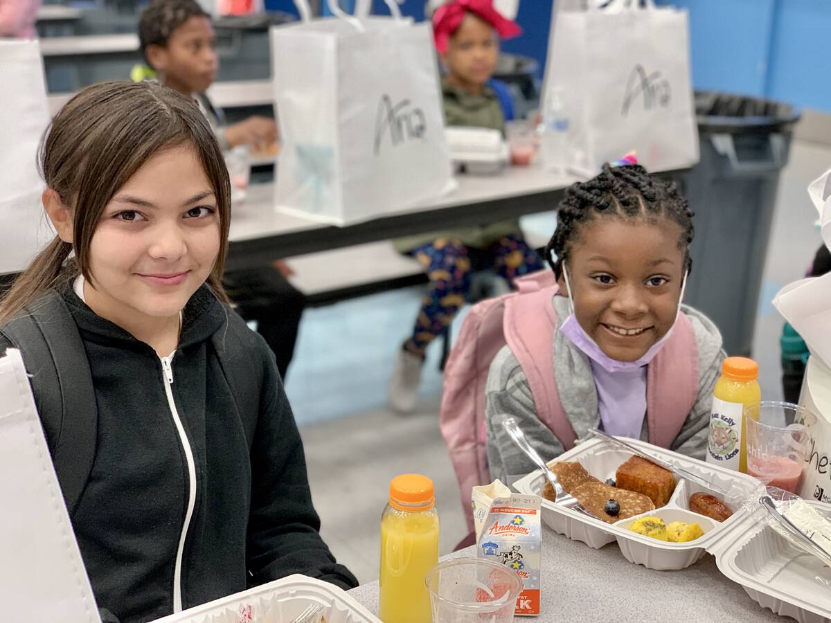 Students at Wynn Elementary School receive a breakfast last year from Chefs for Kids. (Photo co ...
