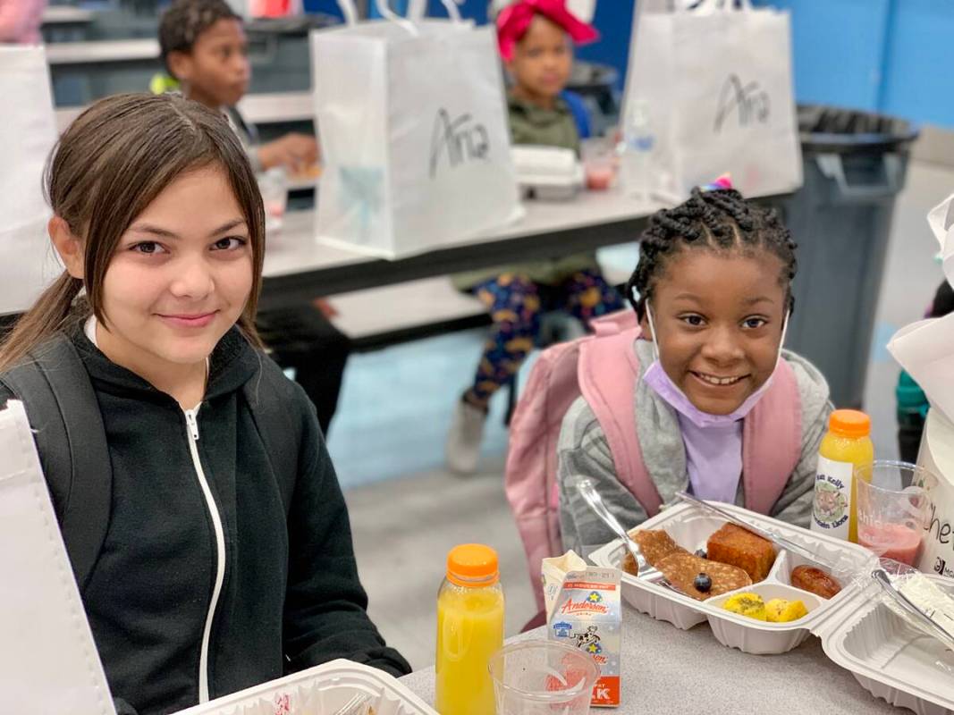 Students at Wynn Elementary School receive a breakfast last year from Chefs for Kids. (Photo co ...