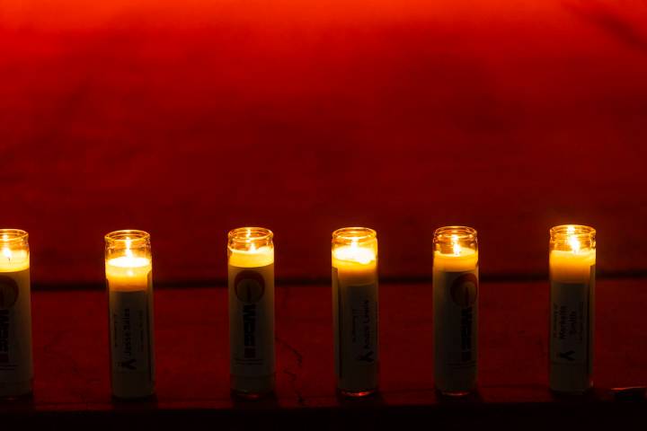 Candles are seen during a ceremony honoring road traffic victims as part of World Day of Rememb ...