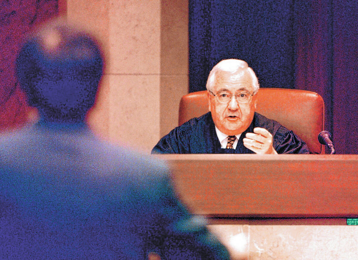 Nevada Supreme Court Justice Robert Rose questions Pershing County Prosecutor Brent Kolvet Thur ...
