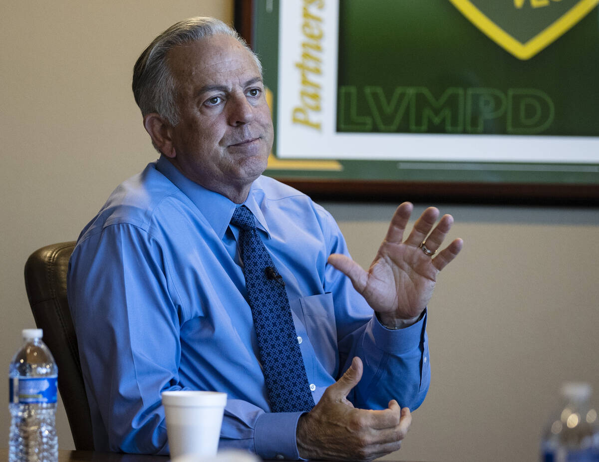Clark County Sheriff Joe Lombardo speaks during an interview with the Review-Journal at the Las ...