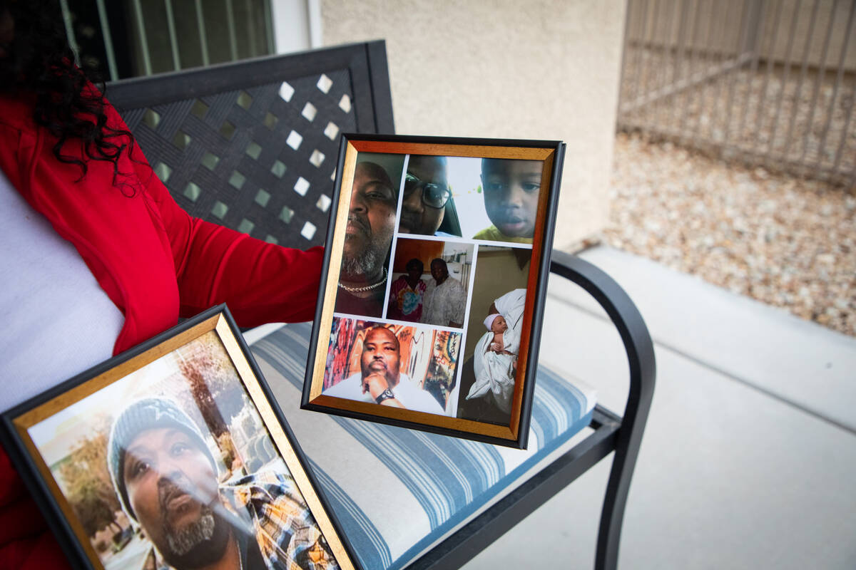 Dorothy Williams poses for a portrait with framed photos of her brother, Kevin Fleming, on Frid ...