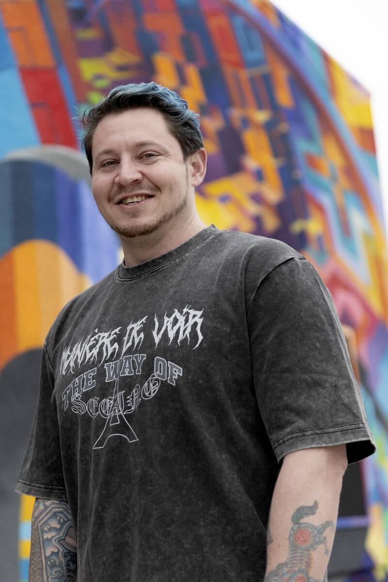 Brandon Bowsky, who had a large mural painted on two sides of his house, in front of the art pi ...
