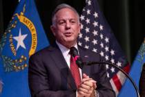 Nevada Gov.-elect Joe Lombardo gives a victory speech during a news conference, Monday, Nov. 14 ...