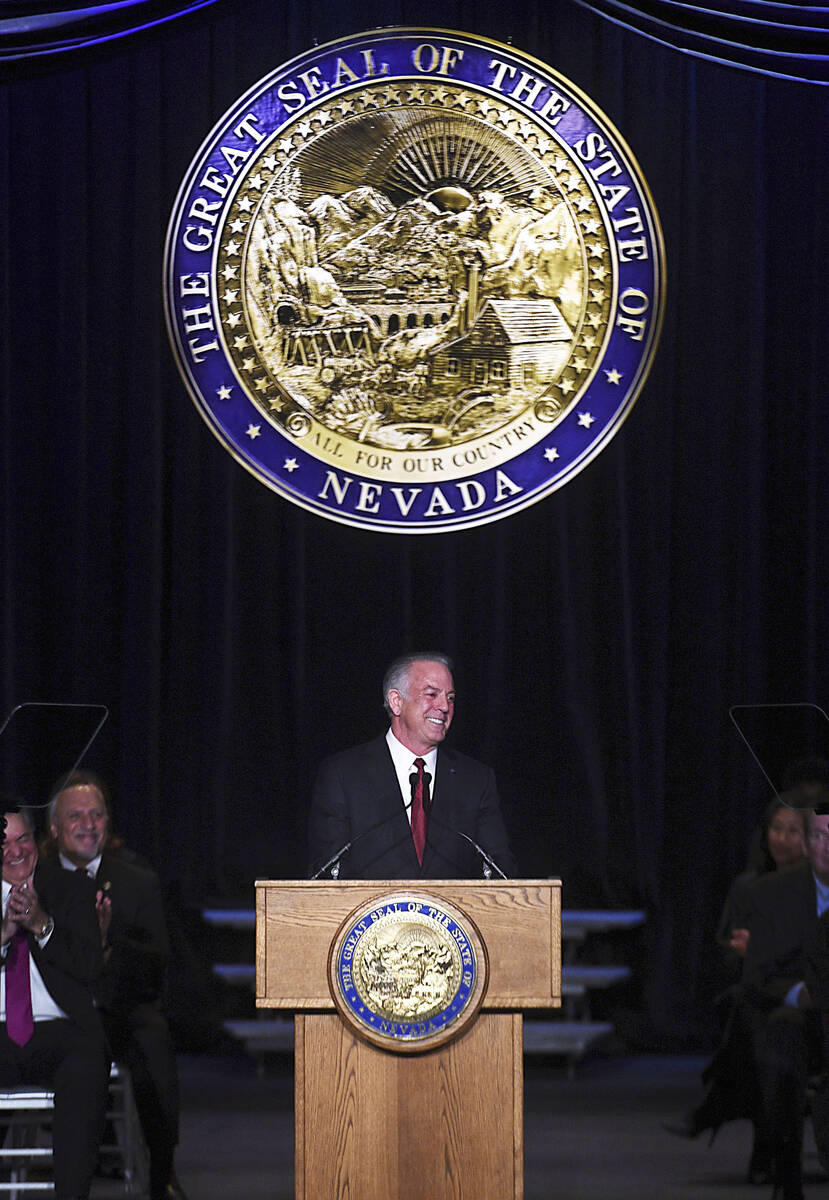Newly sworn-in Gov. Joe Lombardo speaks during his inauguration ceremony in the Carson City Com ...