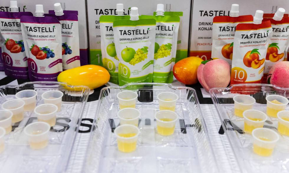 Different flavored Tastellis, a 10-calorie, zero sugar, vegan jelly with collagen, antioxidants ...