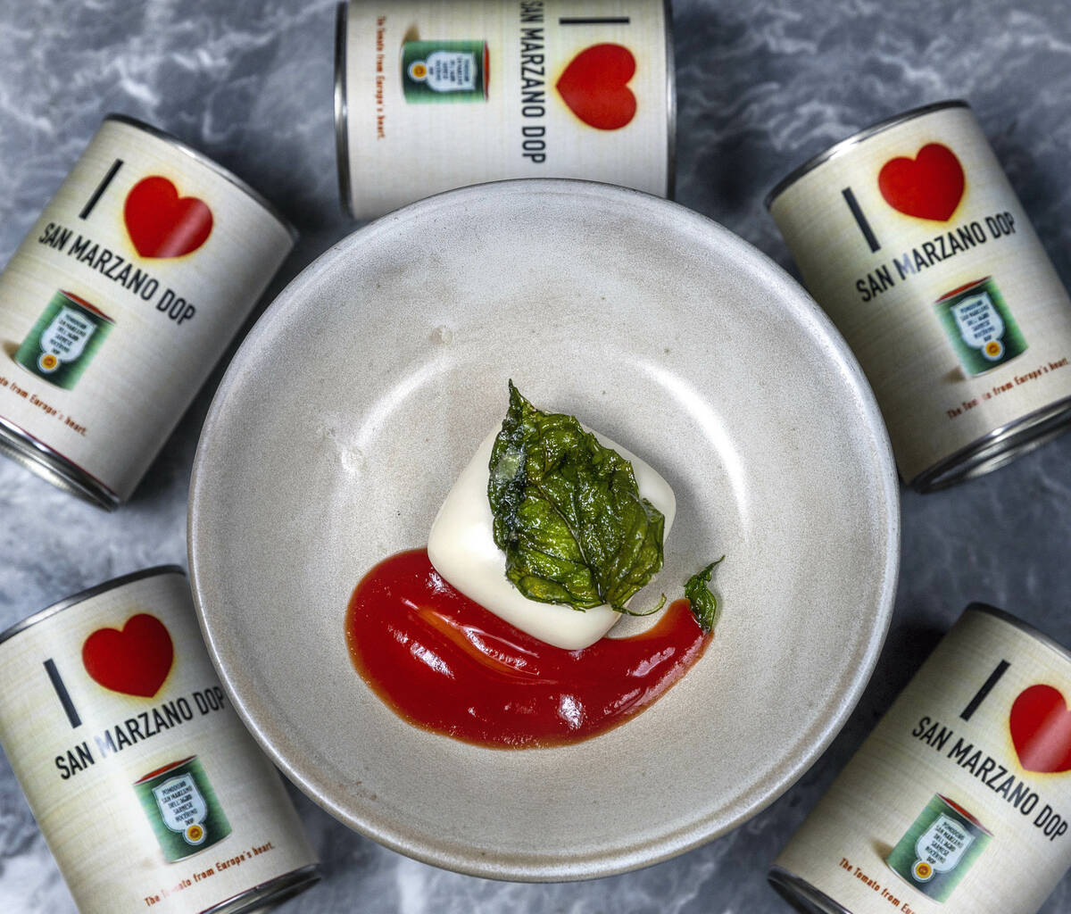 Panna cotta made with San Marzano DOP tomatoes at Toscana Ristorante in Eataly on Wednesday, Ja ...
