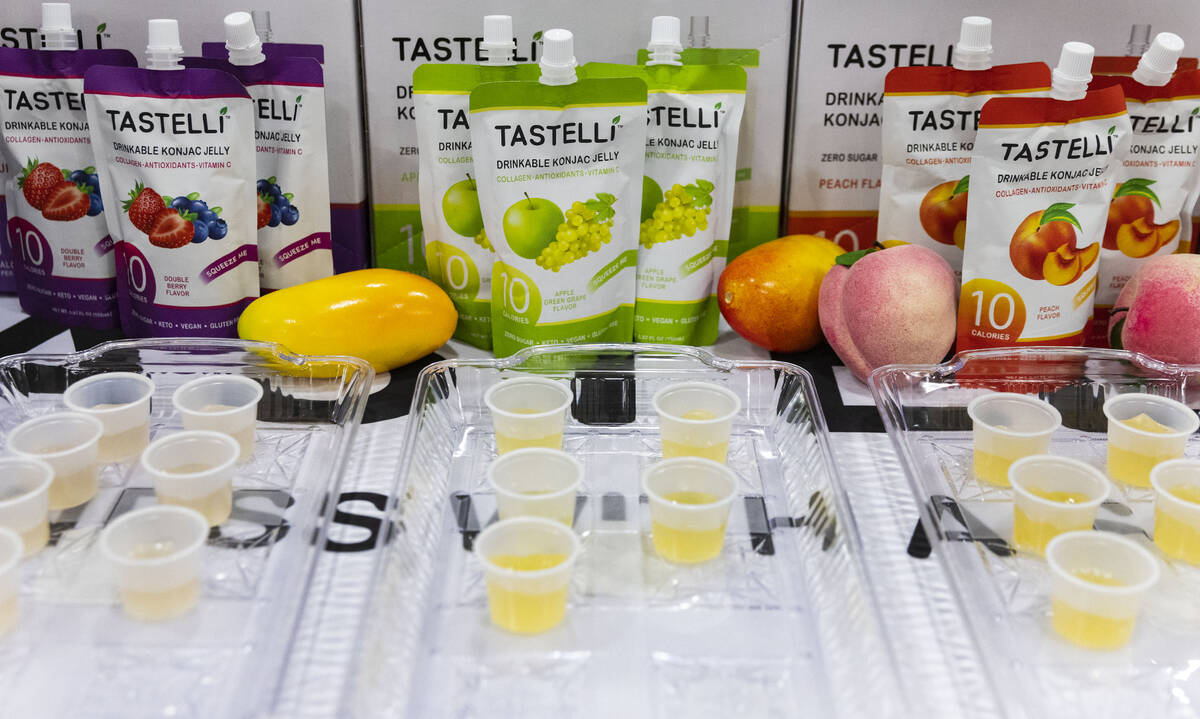 Different flavored Tastellis, a 10-calorie, zero sugar, vegan jelly with collagen, antioxidants ...