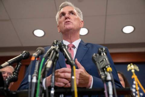 FILE - House Minority Leader Kevin McCarthy, of Calif., speaks during a news conference, Nov. 1 ...