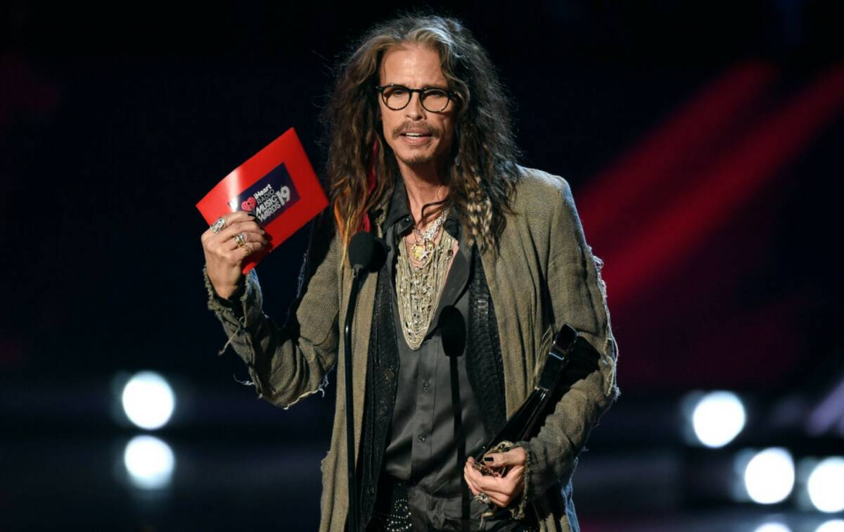 Steven Tyler presents the award for song of the year at the iHeartRadio Music Awards on Thursda ...