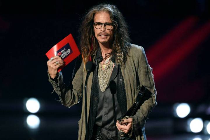 Steven Tyler presents the award for song of the year at the iHeartRadio Music Awards on Thursda ...
