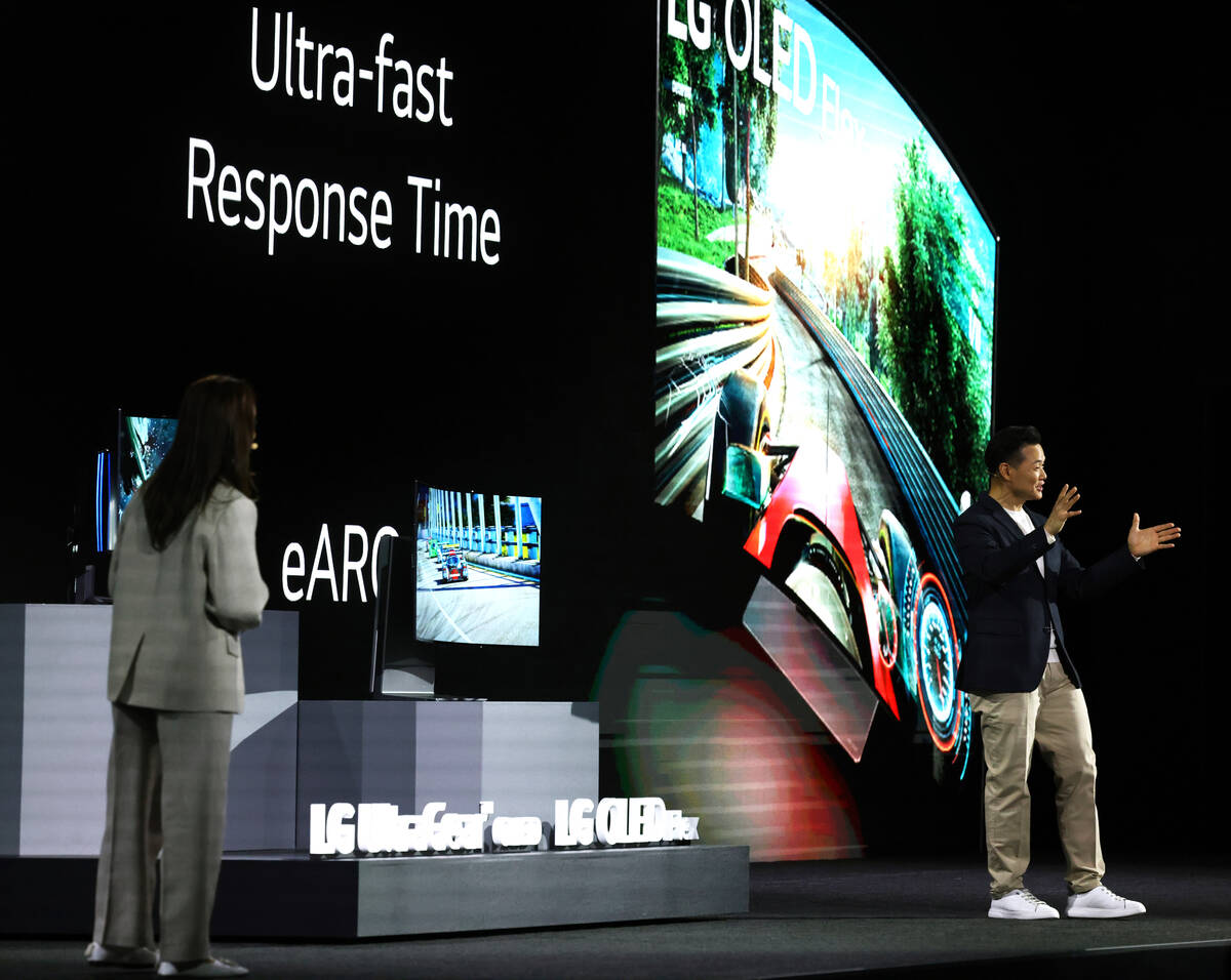 Frank Lee, home entertainment brand communication for LG Electronics, shows the company’ ...