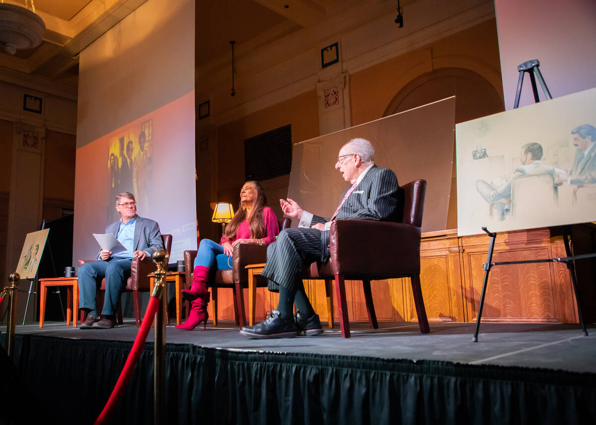 From left, Geoff Schumacher, Catherine Chagra and Oscar Goodman sit on a panel to discuss the 4 ...