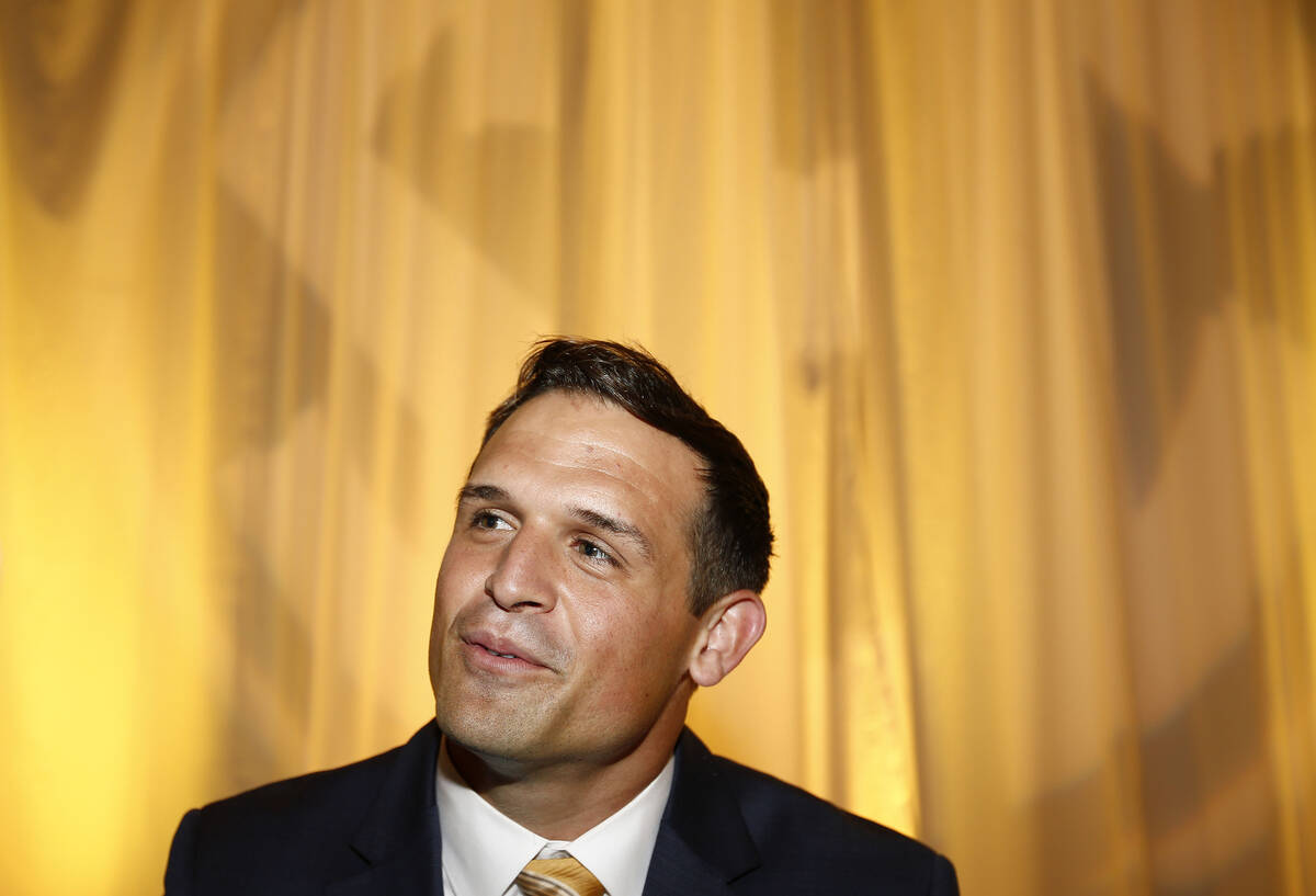 Missouri linebacker Michael Scherer speaks to the media at the Southeastern Conference NCAA col ...