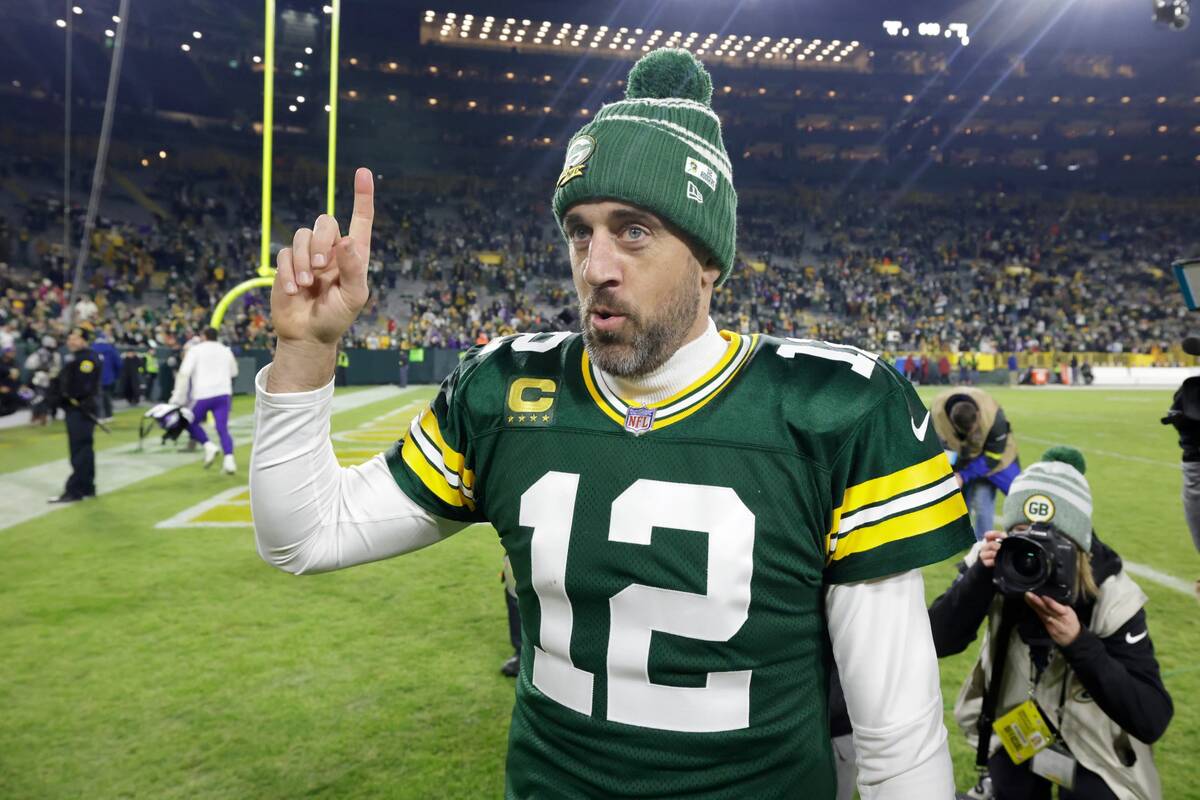 Green Bay Packers quarterback Aaron Rodgers (12) during an NFL football game Sunday, Jan. 1, 20 ...