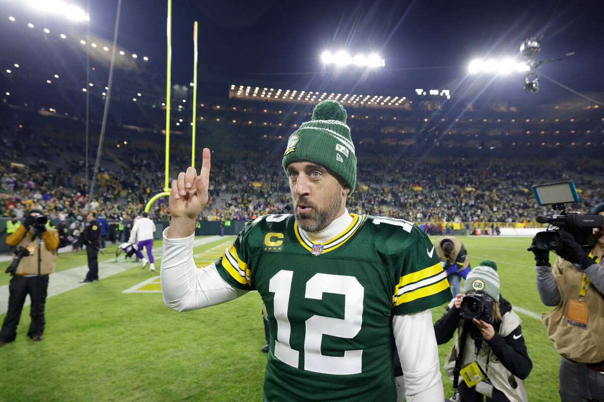 Green Bay Packers quarterback Aaron Rodgers (12) during an NFL football game Sunday, Jan. 1, 20 ...