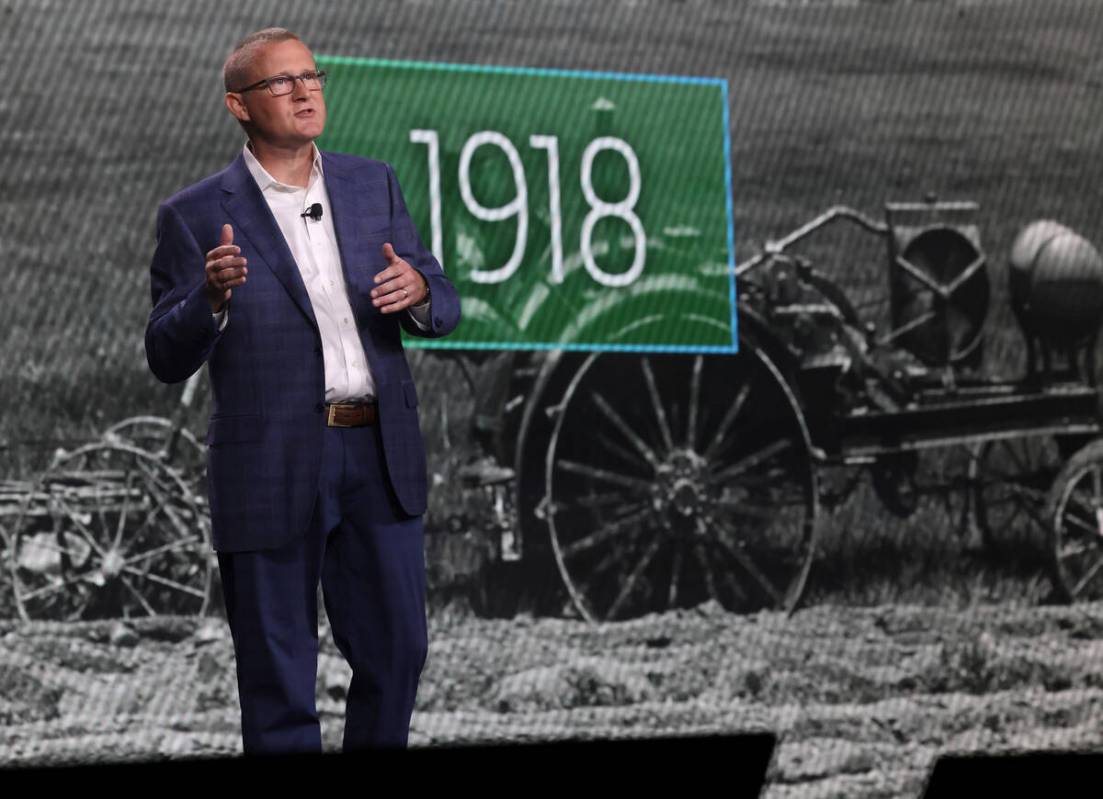 John Deere Chairman and CEO delivers the opening keynote for CES at Venetian Expo in Las Vegas ...