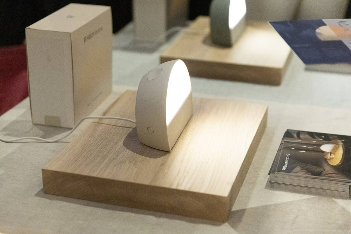 The Hatch Restore Sound Machine Smart Light is showcased during the CES ShowStoppers event at t ...