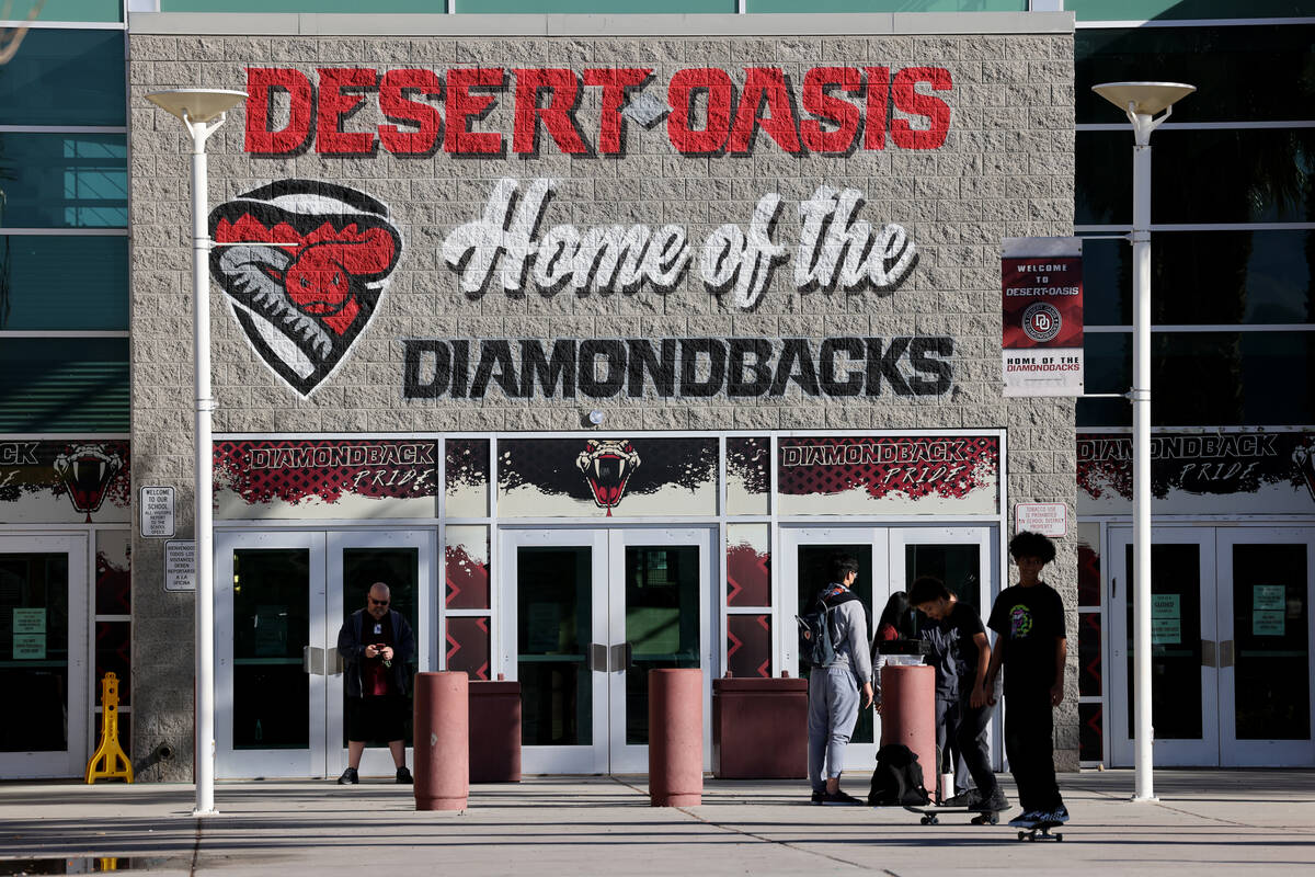 Students are dismissed at Desert Oasis High School in Las Vegas on Friday, Jan. 6, 2023. Sophom ...
