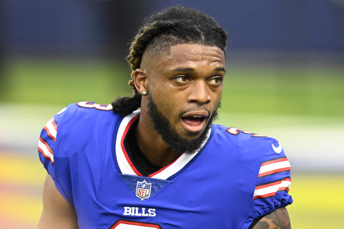 Buffalo Bills safety Damar Hamlin prepares to play the Los Angeles Rams in an NFL football game ...