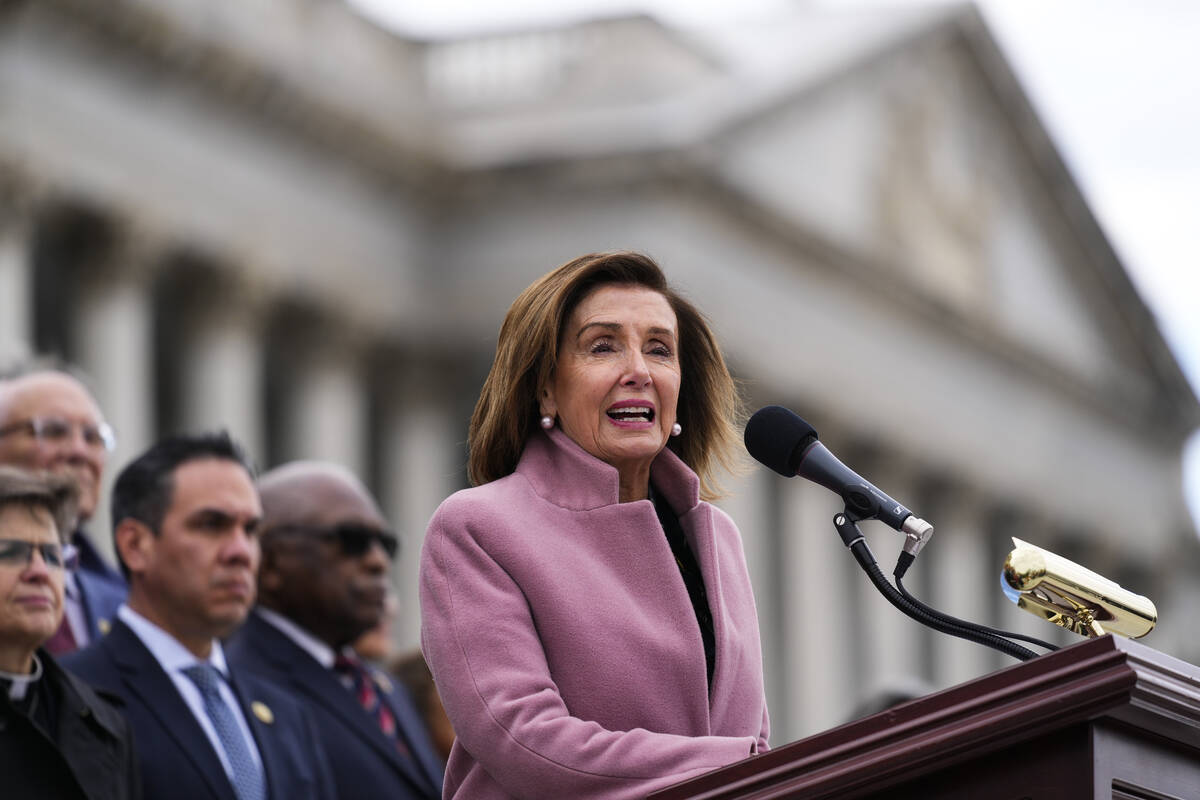 Rep. Nancy Pelosi, D-Calif., speaks during a ceremony marking the second year anniversary of th ...