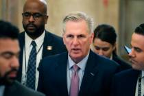 House Republican Leader Kevin McCarthy, R-Calif., arrives as the House meets for the fourth day ...