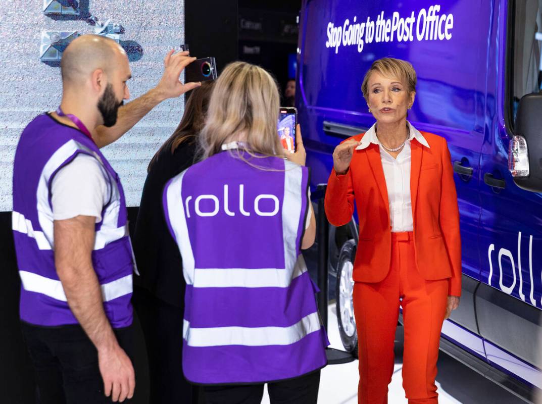 Shark Tank judge Barbara Corcoran records video for social media at Las Vegas-based Rollo's boo ...