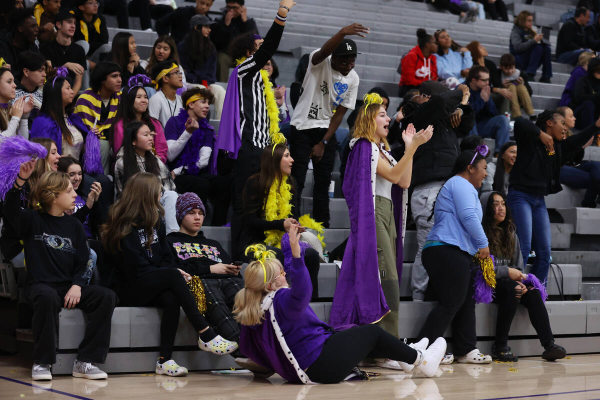 People cheer during a boy's basketball game between Durango and Foothill at Durango High School ...