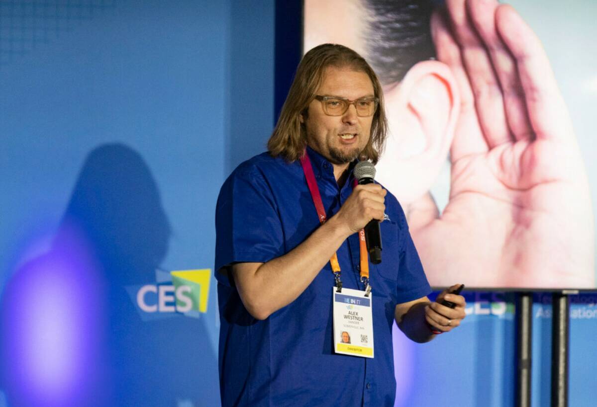 Audiences survey prize winner Alex Westner, CEO of XanderGlasses, during the CTA annual pitch c ...