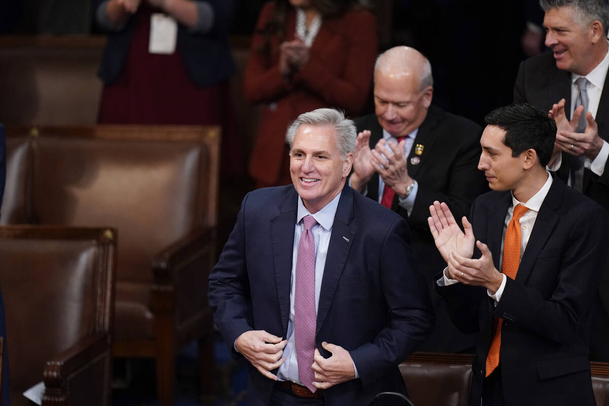 Rep. Kevin McCarthy, R-Calif., stands as he is nominated for a twelfth time in the House chambe ...