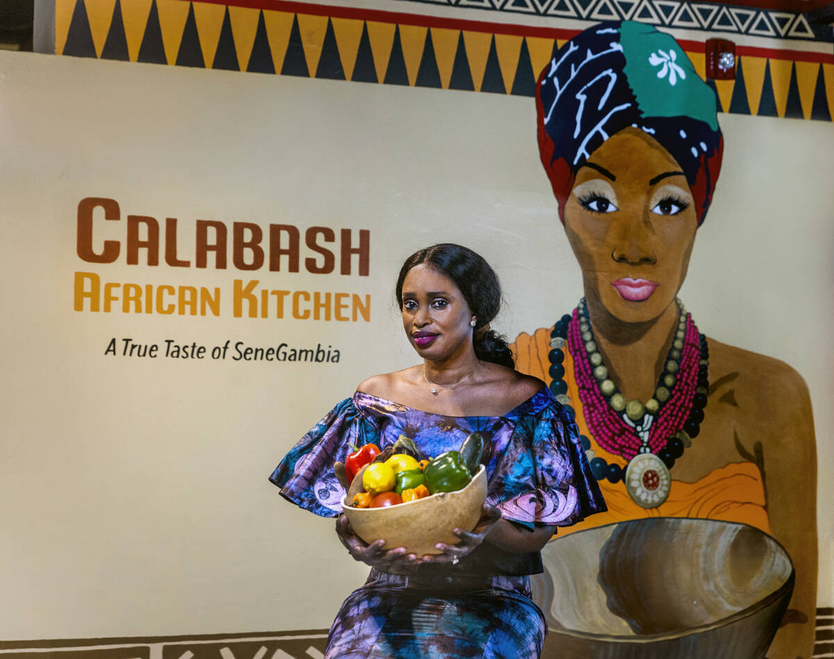 Calabash African Kitchen owner Oulay Ceesay Fisher, at the only restaurant in Las Vegas serving ...