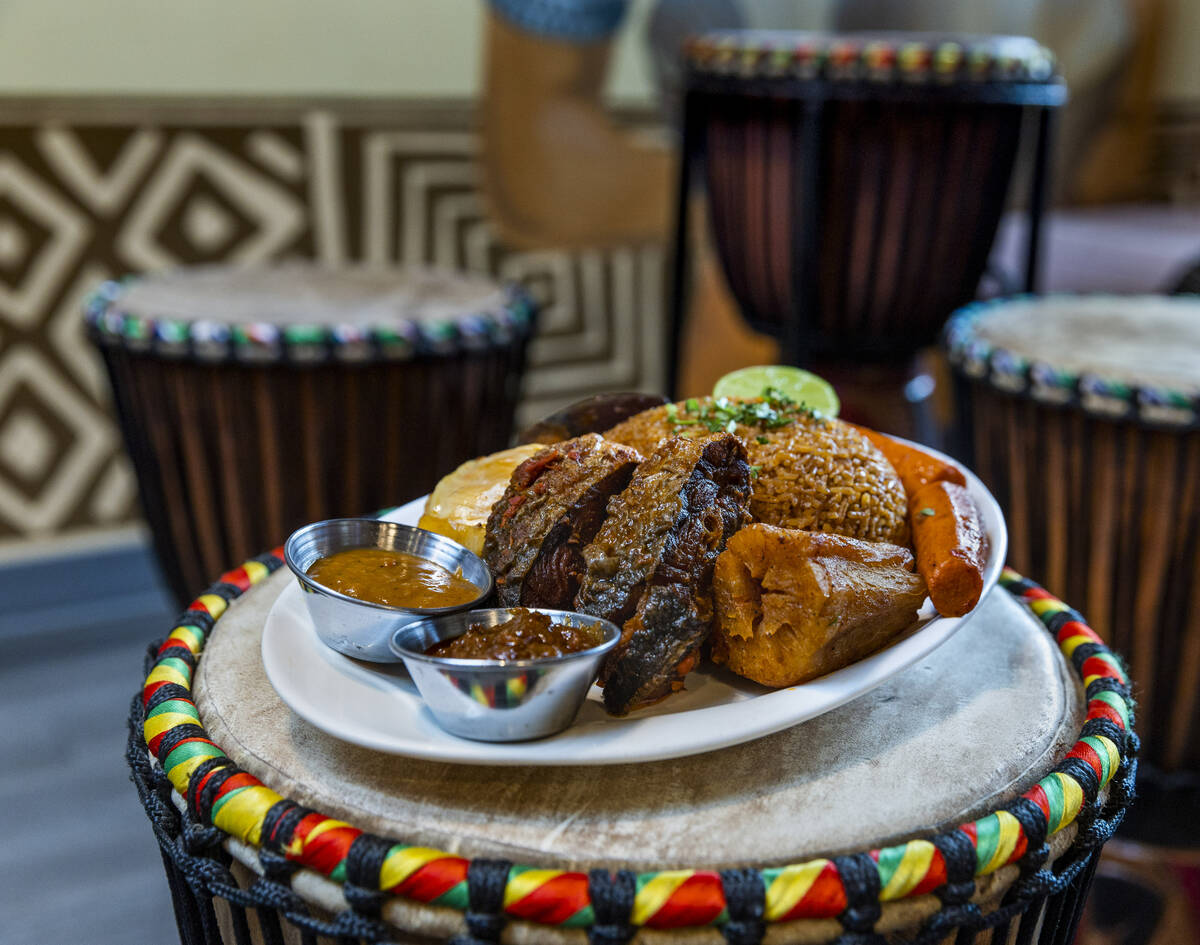 The Jollof Rice platter from Calabash African Kitchen, the only restaurant in Las Vegas serving ...