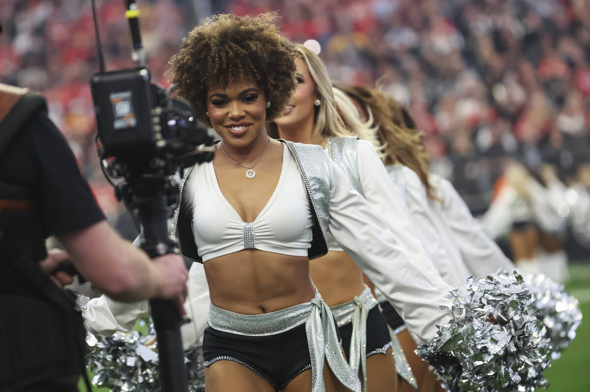 The Raiderettes perform during the second half an NFL game at Allegiant Stadium on Saturday, Ja ...