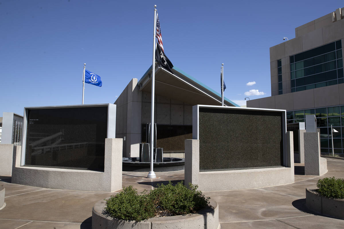 The Veterans Memorial Wall at Henderson City Hall on Friday, Aug. 26, 2022, in Henderson. (Elle ...