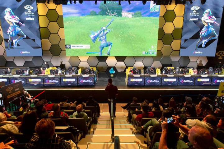 Players compete during the Simon Cup tournament on Saturday, Nov. 23, 2019, at HyperX Esports A ...