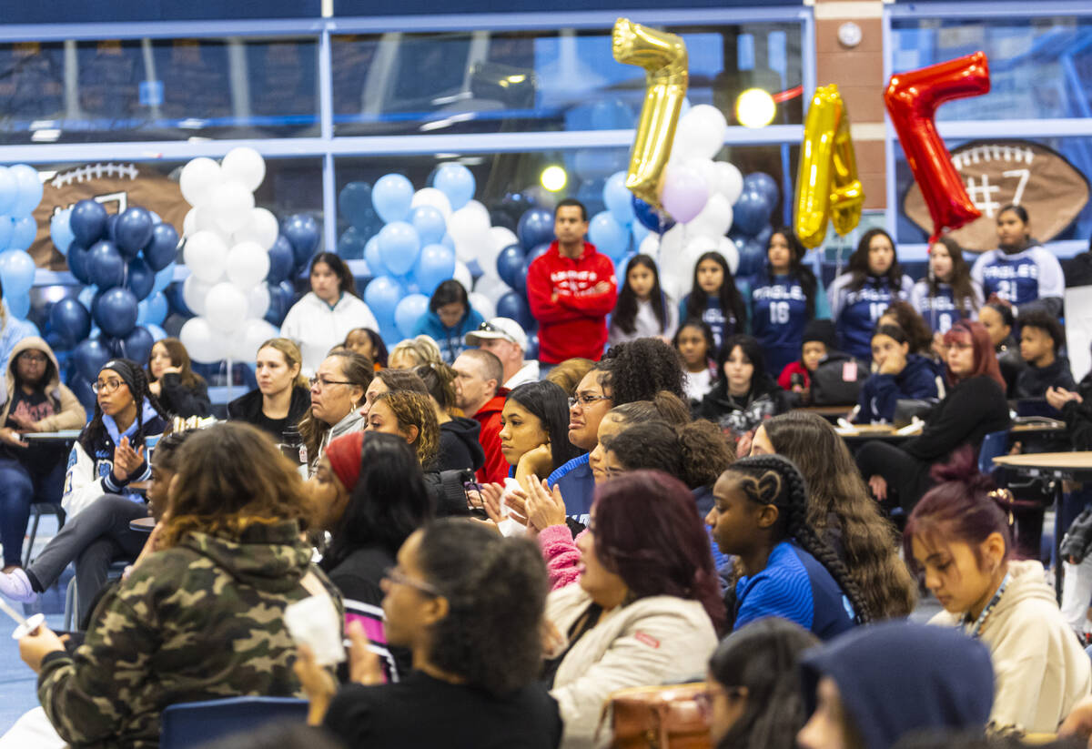 Friends and family attend a celebration of life in memory of Ashari Hughes, 16, at Centennial H ...