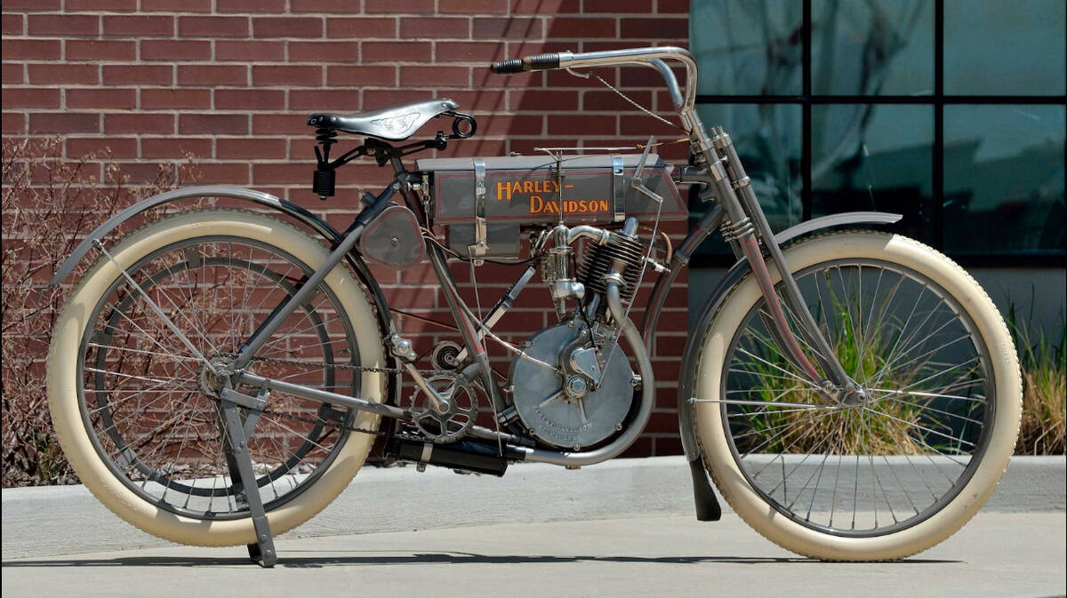 Man On Harley Davidson Motorcycle In Oldest Continuous