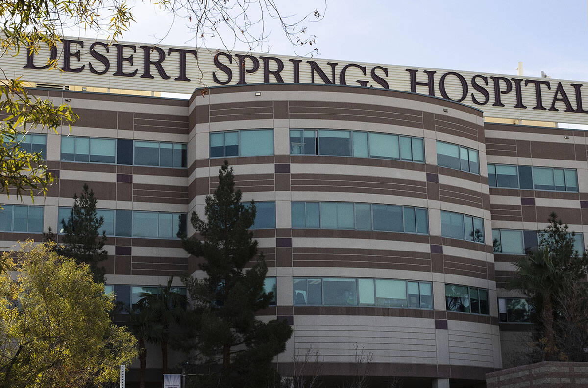 Desert Springs Hospital Medical Center is shown on Monday, Jan. 10, 2022, in Las Vegas. (Bizuay ...