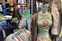 FILE - A Rolling Stones t-shirt from 1970 is displayed in the Westfield Garden State Plaza shop ...