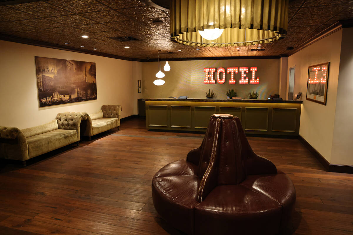 The hotel desk at the Golden Gate in downtown Las Vegas Thursday, Jan. 12, 2023. Las Vegas&#x20 ...