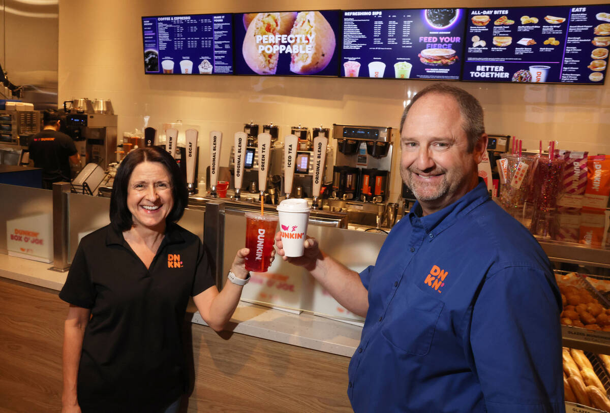 Dunkin' franchisee co-owners Nicky Hassett and Greg Novak during the grand opening of Fremont H ...