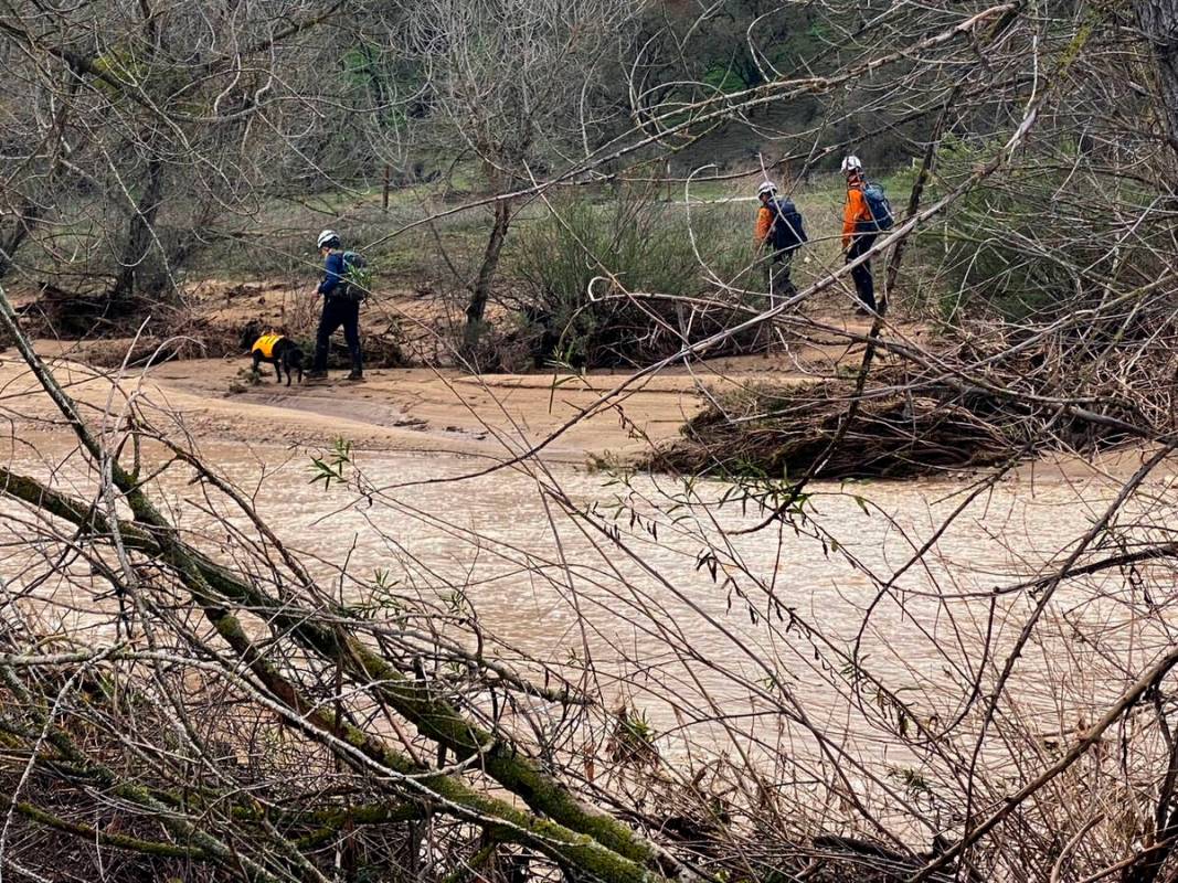 In this photo provided by San Luis Obispo County Sheriff's Office, rescuers resume their search ...