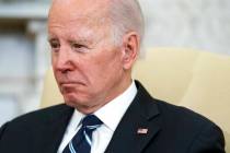 FILE - President Joe Biden listens as Japanese Prime Minister Fumio Kishida speaks during a mee ...