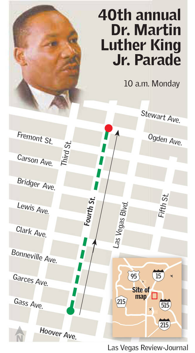 Map of the route for the 40th Annual Dr. Martin Luther King Jr. Parade. (Las Vegas Review-Journal)