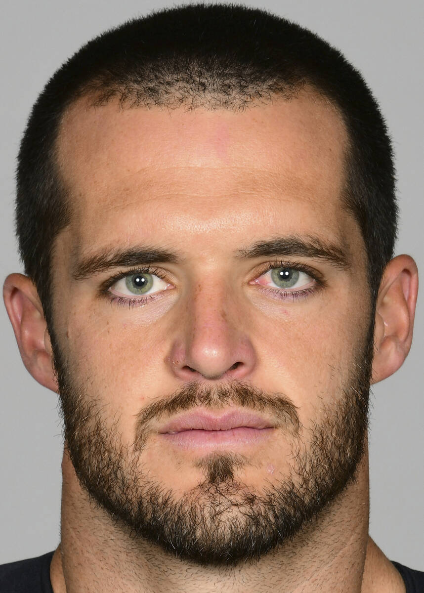 This is a 2021 photo of Derek Carr of the Las Vegas Raiders NFL football team. This image refle ...