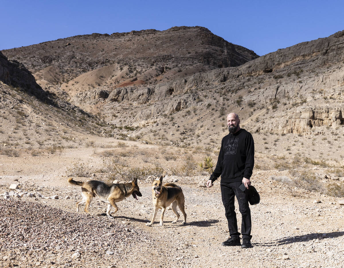 Dr. Dave Golan poses for a photo with his dogs on Thursday, Jan. 19, 2023, where he discovered ...